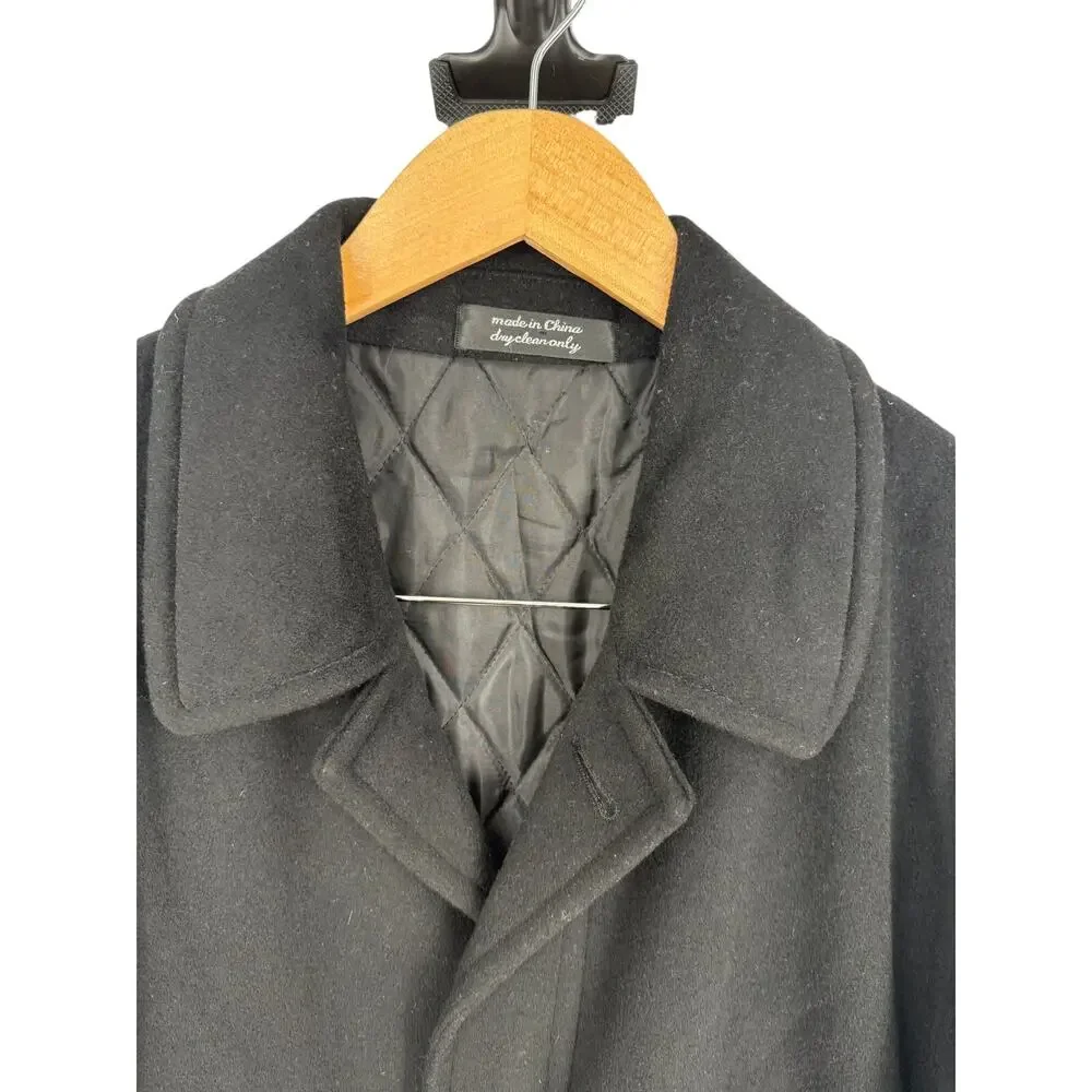 Lauren Ralph Lauren Green Label Wool Overcoat SZ L Black 100% Wool Classic